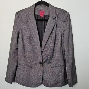 212 Collection Preppy Office NWT Size 14 Black Plaid Tailored One Button Blazer